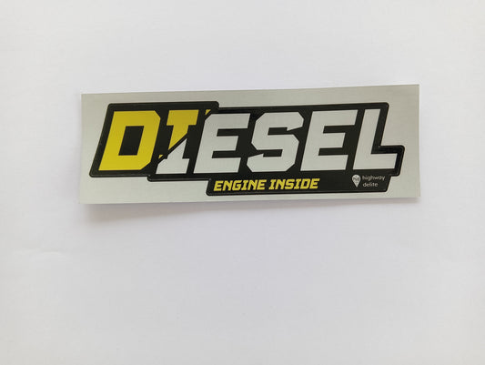 Diesel Engine Inside Yellow Car Sticker