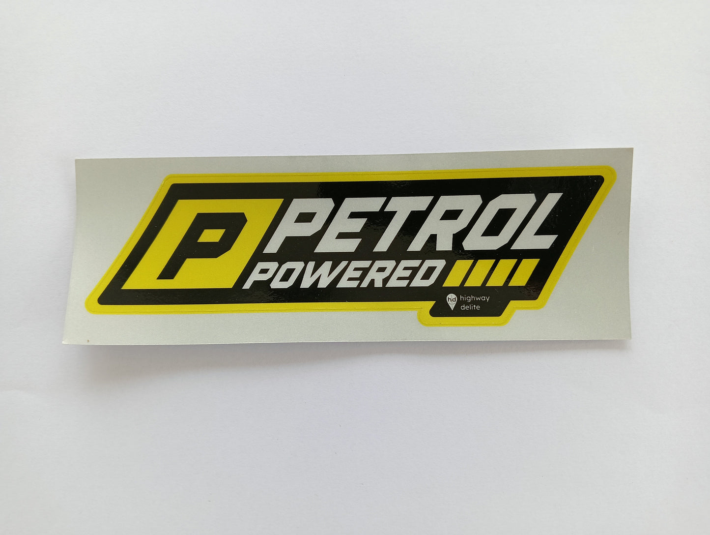 Petrol Powered Yellow Car Sticker