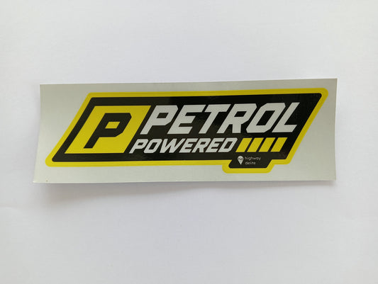 Petrol Powered Yellow Car Sticker